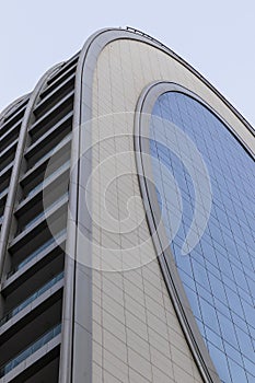 Dubai, UAE - 02.12.2021 Oval shaped of the buildings in Marasi drive, Business Bay District. Outdoors photo