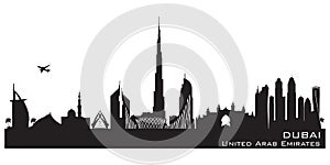 Dubai UAE city skyline vector silhouette