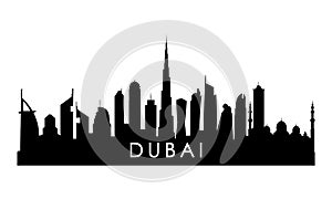 Dubai UAE skyline silhouette.
