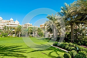 Beautiful tropical garden in luxury hotel in The Palm Jumeirah