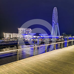 DUBAI, UNITED ARAB EMIRATES - Nov 12, 2018: View of Ain Dubai Observation Wheel and Bluewaters Island