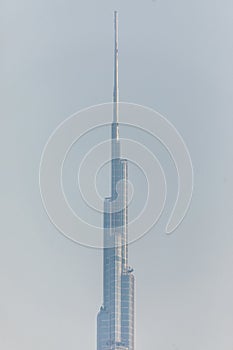 DUBAI, UNITED ARAB EMIRATES - October, 2018: The Burj Khalifa in the center of Dubai is the tallest building in the world with 828