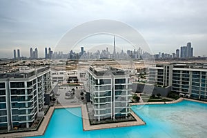 Dubai, United Arab Emirates â€“ April 09, 2024, Dubai Skyline from Mohammed Bin Rashid Al Maktoum City District in the day