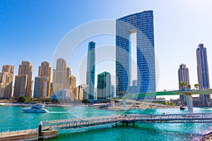 Dubai waterside and Marina skyline UAE