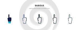 Dubious icon in different style vector illustration. two colored and black dubious vector icons designed in filled, outline, line