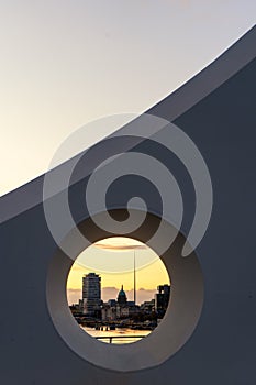 Dublin City Sunset Through Samuel Beckett Bridge