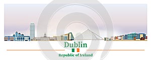 Dublin cityscape in bright color palette vector illustration