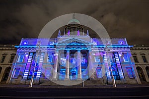 Dublin, Ireland, 30 January 2016 THE CUSTOM HOUSE. Light shows, New Year`s Festival