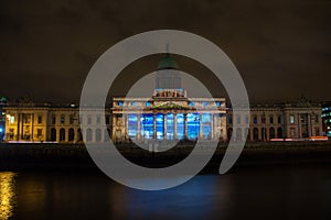 Dublin, Ireland, 30 January 2016 THE CUSTOM HOUSE. Light shows, New Year`s Festival