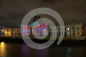 Dublin, Ireland, 30 January 2016 THE CUSTOM HOUSE. Light shows, New Year`s Festival