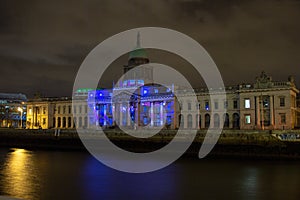 Dublin, Ireland, 30 January 2016 THE CUSTOM HOUSE. Light shows, New Year`s Festival