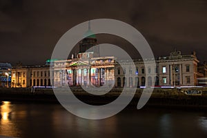 Dublin, Ireland, 30 January 2016 THE CUSTOM HOUSE. Light shows, New Year`s Festival