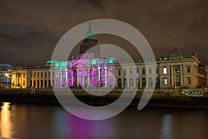 Dublin, Ireland, 30 January 2016 THE CUSTOM HOUSE. Light shows, New Year`s Festival