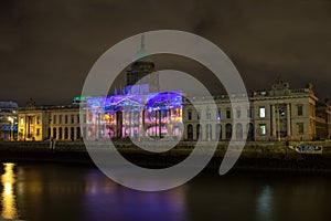 Dublin, Ireland, 30 January 2016 THE CUSTOM HOUSE. Light shows, New Year`s Festival