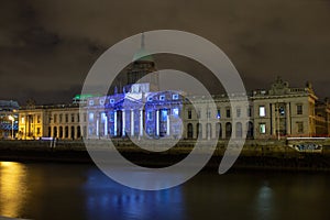 Dublin, Ireland, 30 January 2016 THE CUSTOM HOUSE. Light shows, New Year`s Festival