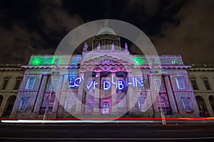 Dublin, Ireland, 30 January 2016 THE CUSTOM HOUSE. Light shows, New Year`s Festival