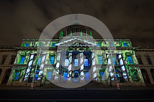 Dublin, Ireland, 30 January 2016 THE CUSTOM HOUSE. Light shows, New Year`s Festival