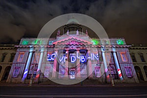 Dublin, Ireland, 30 January 2016 THE CUSTOM HOUSE. Light shows, New Year`s Festival