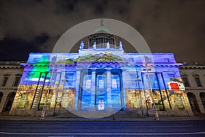 Dublin, Ireland, 30 January 2016 THE CUSTOM HOUSE. Light shows, New Year`s Festival