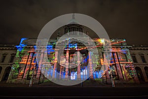 Dublin, Ireland, 30 January 2016 THE CUSTOM HOUSE. Light shows, New Year`s Festival