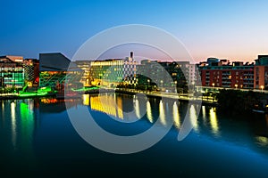 Dublin, Ireland. Aerial view of Grand Canal at sunrise