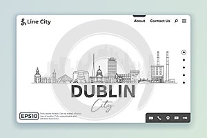 Dublin, Ireland architecture line skyline illustration. Linear vector cityscape with famous landmarks, city sights