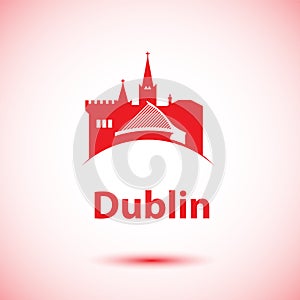 Dublin Ireland, detailed silhouette. Trendy vector illustration