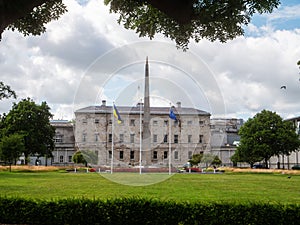 Dublin, Ireland - 07.12.2023: Leinster House. Irish parliament building. Capital landmark