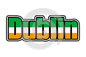 Dublin sign icon with Irish flag colors
