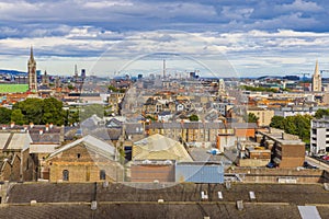 Dublin Skyline, Aerial view of a city on a cloudy day, Ireland