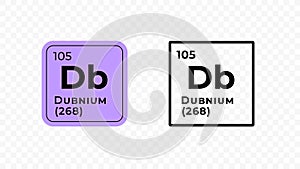 Dubnium, chemical element of the periodic table vector