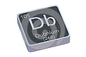 Dubnium Db chemical element of periodic table isolated on white background