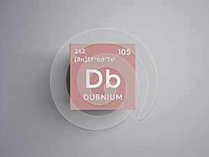 Dubnium. Transition metals. Chemical Element of Mendeleev\'s Periodic Table. 3D illustration