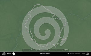 Dubrouna District outlined, Belarus. Physical