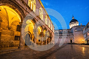 Dubrovnik Cathedral and Rector`s Palace at Night