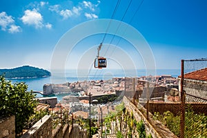 Dubrovnik city and cable car taken from Mount Srd