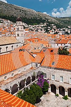 Dubrovnik city view with tower and private yard