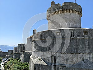 Dubrovnik city walls around Old Town on the Adriatic coast in Croatia