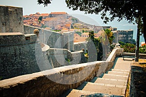 Dubrovnik City Walls and Old Town view, Dalmatia, Croatia