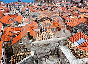 Dubrovnik cityscape with old orange rooftops