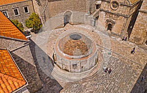 Dubrovnik old town main street Stradun with Onofrio's fountain