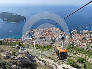 cable car reaching top of mountain above Dubrovnik