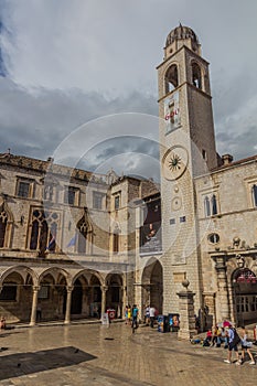 DUBROVNIK, CROATIA - MAY 31, 2019: Clock tower in the old town of Dubrovnik, Croat