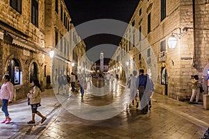 DUBROVNIK, CROATIA - MAY 31, 2019: Evening view of Stradun street in the old town of Dubrovnik, Croat