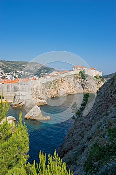 Dubrovnik, Croatia - Medieval City Walls as Seen from the Sea Si