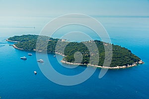 Dubrovnik, Croatia. Panoramic view on island near old town. VIew from above