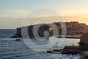 Dubrovnik Croatia During Sunset View Over Old Town Cityscape Beautiful European Vacation Destination Historic Fortress