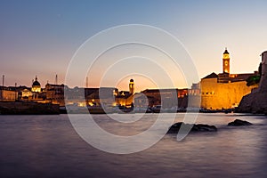 Dubrovnik Croatia During Sunset View Over Old Town Cityscape Beautiful European Vacation Destination Historic Fortress