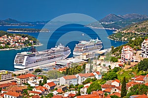 Dubrovnik harbor and archipelago aerial view