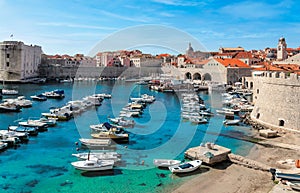 Dubrovnik harbor bay at old town.